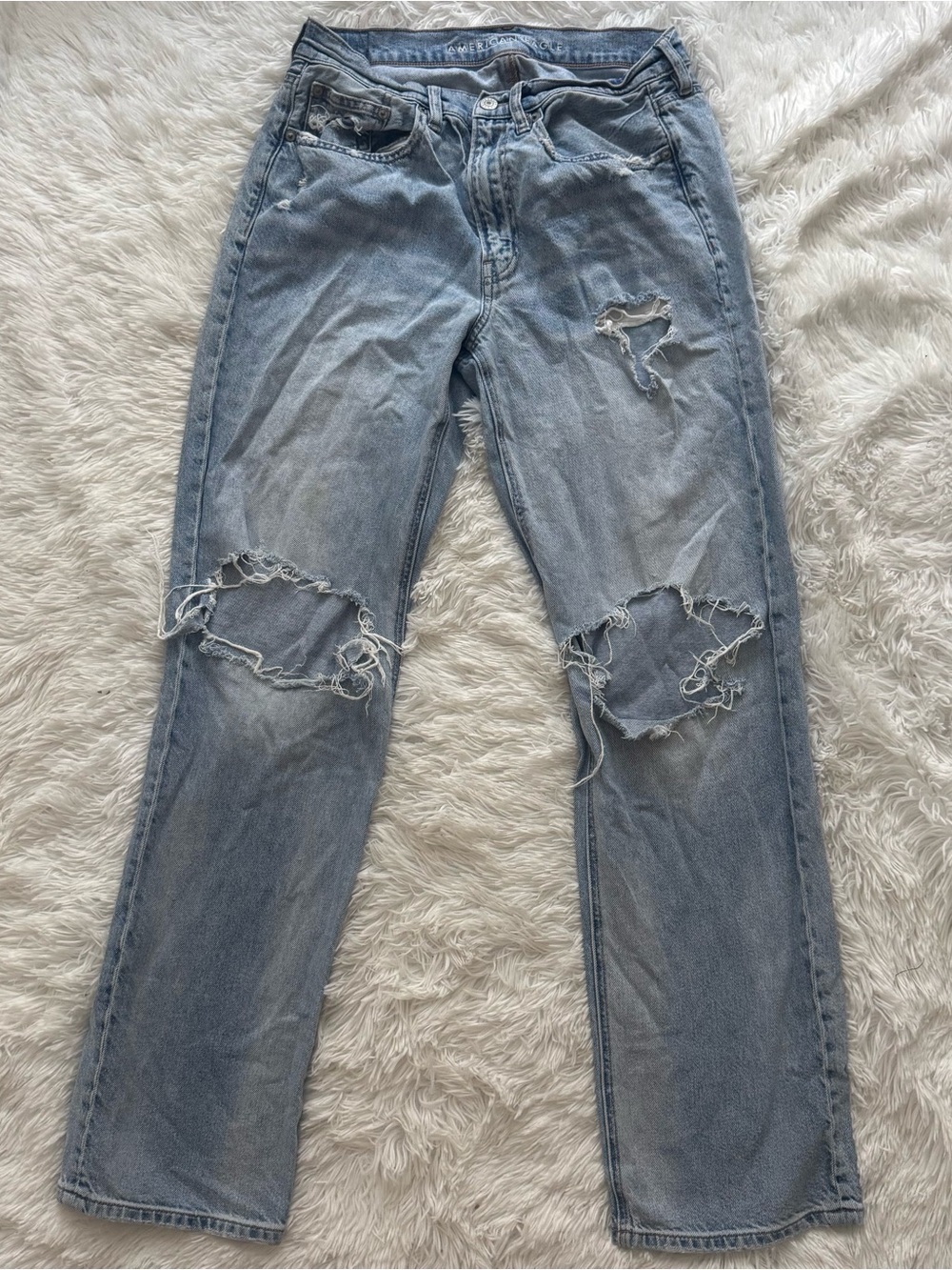 American Eagle Outfitters Light Wash Distressed LOW RISE BAGGY Jeans